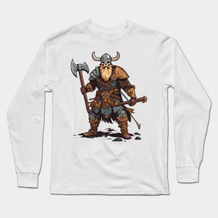 Viking Skeleton Warrior's Heavy Metal Saga Long Sleeve T-Shirt